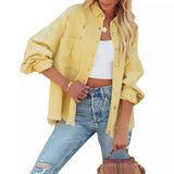 New Long-Sleeved Hair Edge Hole Denim Jacket Wind Girl