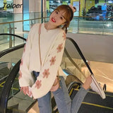 Embroidery Sweater Top 2021 New Fashion Basic Casual Female Pulloves Long Sleeve Loose Lazy Sweet Style Hot Sale