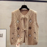 Spring Autumn New Wearing Horse Clip Outside The Folding Sweater Shoulder Tide Cardigan Knitting Vest