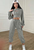 Sexy Hoodies Long Sleeve Top & Vest and Pant 3 piese
