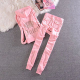 2021Velvet Tracksuit Two Piece Set Women Sexy Hooded Long Sleeve Top And Pants Bodysuit Suit Runway