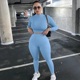 Winter Casual Two 2 Piece Set Sweatsuits Tracksuit For Women Outfits Turtleneck Crop Top Pants Suits Black Matching