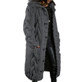 Autumer Winter Long Sleeve Top Crew Neck Women Sweater Knit Cardigan Pull Button Thick Warm Loose Casual Long Coat