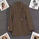 Toloer Spring And Autumn New Coffee Color Suit Coat Female A Button Casual Temperament Small Spring Suit Tide-Outfit