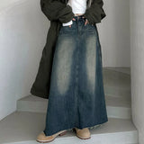 Autumn And Winter Women's Wear Street Trend Brand Fashion Retro Gradual Washing Water Shows Thin Basic Denim Half Skirt-Outfit