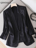 Summer New Japanese Fashion Shiny Acetate Satin Small Women's Blazers Jacket Elegant Designer Slim Saggy Silky Ladies