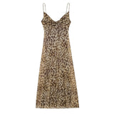 Spring Style Animal Print Silk Mesh Slim Sling Dress 5039474-Outfit