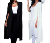 Women Jacket Elegant Office Lady Blazers Outwear White Sexy Split Fork Cape Suit Cape Sleeve Female Coat Spring Autumn-Outfit