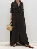 Dresses Woman 2022 Long Shirt Dress Solid Color Cardigan Temperament Lapel Single Breasted Casual Women's Dresses