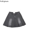 Denim Skirt for Women High Waist A-line Jupe Fashion Casual Saia 2023 Faldas Mujer De Moda Korean Summer Mini Skirts-Outfit