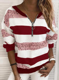 Casual Wide Stripes Zipper Sweat