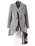 Women Black Plaid Ruffles Irregular Blazer New Lapel Long Sleeve Loose Fit Jacket Fashion Tide Spring Autumn 2023