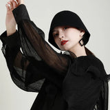 Women Green Pleated Belted Big Size Blouse New Lapel Long Sleeve Loose Fit Shirt Fashion Tide Spring Autumn 2023