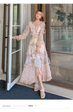 Boho A-Line Dress 2021 Elegant Autumn Women Runway Sexy Backless Cross Lace Up Long Sleeve Chiffon Holiday