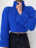 Women Turtleneck Short Knitted Sweater Female Fashion Long Sleeve Solid Basic Pullover 2022 Autumn Thick Warm Jumper