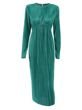 Luxury Elegant Dress Women Pleated Autumn Party Dress Lady Slim Long Sleeve Midi Dress Evening 2022 Robe Hollow