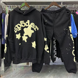 55555 Hip Hop Printed Letter Cobweb Hoodie Hoodie Couple Style Hoodie Trend-Outfit