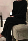 Casual Round Neck Long Sleeve And Loose Pant Swearter 2 Piece