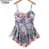 Floral Print Sexy Sling Dresses Women Spaghetti Strap Summer Chiffon Super-Short Dress Holiday Beach Sundress