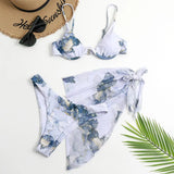 V-Bar Underwire Bikini 2021 New Three Pieces Bikini Set Swimwear Women Push Up Swimsuit Female Bathing Suit Beachwear