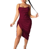 Party Satin Mini Dresses Sleeveless Ruched Sexy Club Dress Summer Women Backless Outfits Spaghetti Strap White