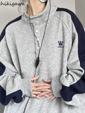 Neck Korean Sweatshirts Women 2023 Ropa Mujer Preppy Style Casual Fashion Streetwear Hoodies Y2k Tops Clothes for Teens-Outfit