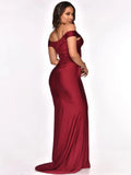 Sweetheart Slit Pleated Long Evening