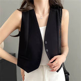 Toloer Vest Women's Vest Outside The New 2024 Autumn White Slim Sleeveless Short Vest Jacket Clip-Outfit