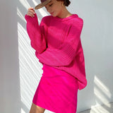Thicken Loose Sweater Women Elegant Autumn Winter Warm Oversized Knitted Pullovers Casual Cashmere Solid Female