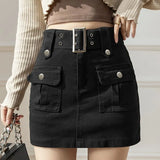 Denim Short Skirt Women Spring And Summer Retro Temperament A-Word Skirt High Waist Slim Slim Skinny Ass Skirt