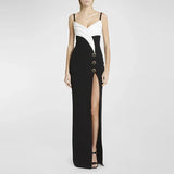 Star Fashion Black And White Slings Open Fork Dress And Floor