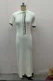 Summer New Women's Pure Color Collar Simple Long