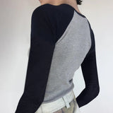 Portrait Printed Shoulder-Inserted Long-Sleeved T-Shirt 2024 New Retro Slim And Skinny Bottom Shirt-Outfit