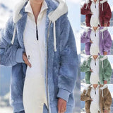 new autumn and winter loose plush zipper hooded jacket