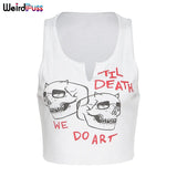 Puss 2021 Cyber Y2k Women Ribbed Graphic Tank Tops Fitness Sporty Sleeveless Vest Casual Streetwear Activity Slim Crop