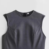 New Spring Style Short Sleeveless Dress With Pleated Hem-Outfit