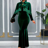 Design Pile Heap Sleeve Nail Bead Dress High-Rise Party Evening Dress Party