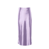 Purple Satin Silk Skirt Women High Waisted Summer Long Skirt New 2023 Elegant Ladies Office Skirts Midi Spring-Outfit