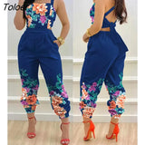 Jumpsuits Elegant 2023 Jumpsuits Sexy V-neck Sleeveless Printed Jumpsuit New Fashion with Belt Vest Playsuit