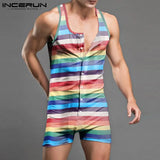 Striped Pajamas Rompers O Neck Sleeveless Jumpsuits 2021 Button Fitness Homewear Cozy Sleepwear Playsuits Men S-5XL