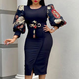 ladies dress plus size commuter plus size print European and American