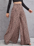 Version Of 2025 New Spring And Summer Loose High-Waisted Leopard Pattern Broad Leg
