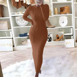 Autumer Winter Knit Sexy Skims Pullover Women Sweater Thick Long Dress Crew Neck Long Sleeve Top Elegant Chic Casual