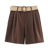 Summer New Women's Casual Temperament Simple Fashion With Belt Baimu High-Waist
