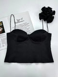 Patchwork Floral Black Camis For Women Square Collar Sleeveless Solid Vests Female Summer Clothing Style New