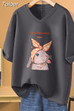 100% Cotton L-5XL T Shirt Plus Size Tshirt Short Sleeve Cartoon Women Top Summer Sweet Couple V Neck Oversized T