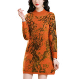 Long-Style Semi-High-Necked Sweater Women's 2024 Autumn And Winter New Retro Color Thread Knitted Bottom Sweater-Outfit