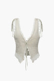 lace trim tank top with tie