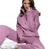 Selling Solid Cotton Jacket Set Zipper Plus Velvet Loose Top Sports Pants