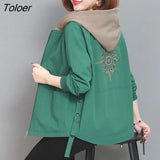 2023 Spring Autumn Green Loose Jacket Women Casual Pocket Long Sleeved Windbreaker Woman Zipper Up Hooded Coats